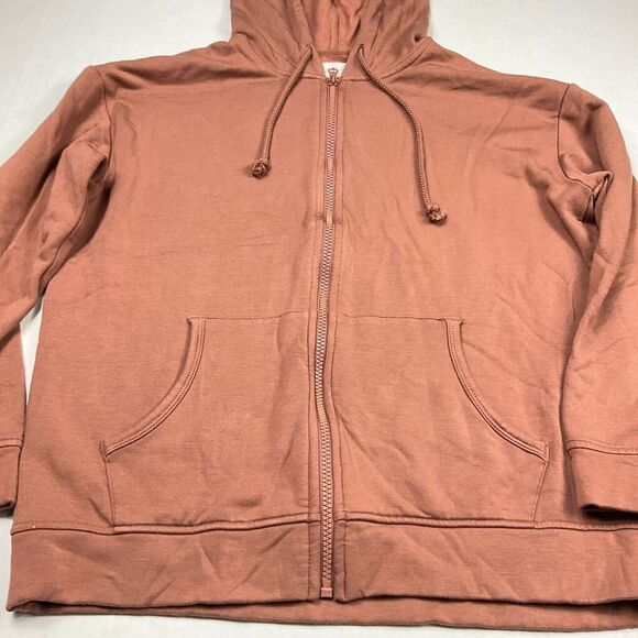 Lou & Grey Womens Fleece Hoodie Pink Soft Knit Full Zip Oversized Jacket SMALL - Picture 2 of 11